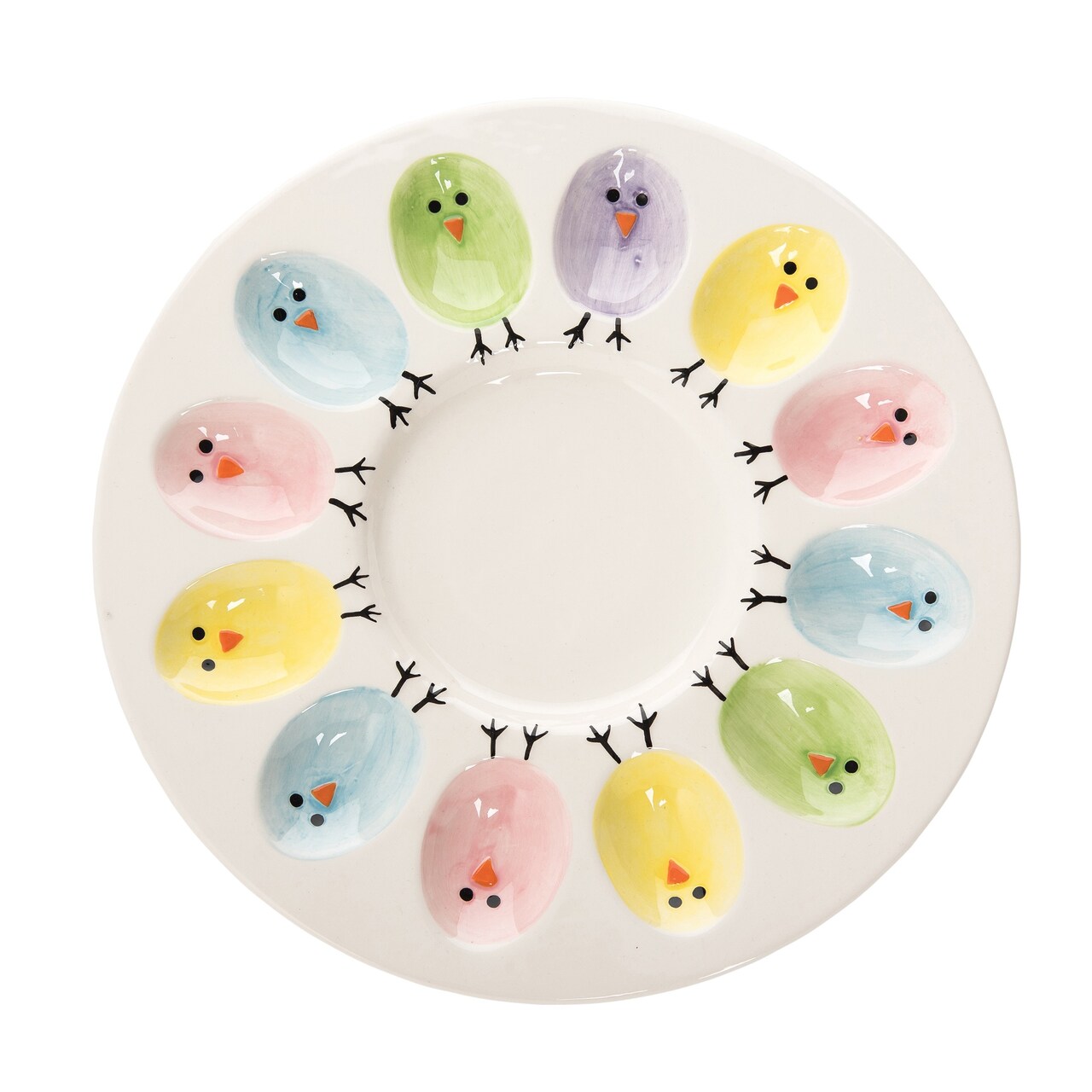 Easter Colorful Chick 12 Section Holding Deviled Egg Serving Platter 11"